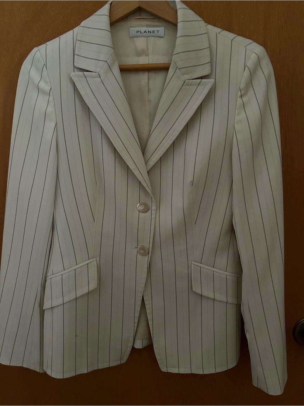 Women's Cream Pinstripe Blazer